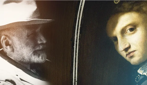 Artistic opposing portraits of Lorenzo Lotto and Bernard Berenson